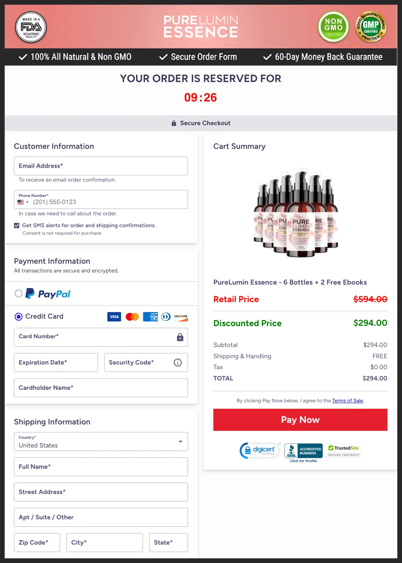 PureLumin Essence Official Website Secure Order Page
